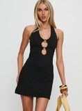 Aniko Halter Hardware Mini Dress Black