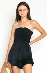 Bocca Black Smocked Strapless Romper
