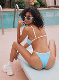 Olivia Adjustable Cheeky Bikini Bottom Blue White