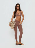 In Motion Active Plunge Halter Crop Top Clay