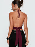Lindie Tie Back Ring Detail Top Wine