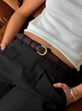 Top Tier Textured Belt Chocolate Gold