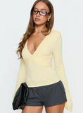 Madelon Long Sleeve Wrap Top Butter