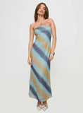 Celik Strapless Maxi Dress Blue Brown
