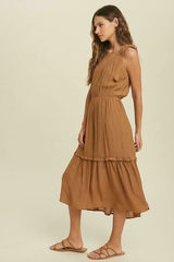 Why Wait Gucci Brown Tie Strap Midi Dress