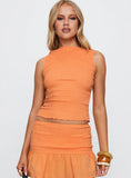 Rosamarie Shirred Top Orange