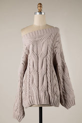 Rylie Nude Cable Knit Tunic Sweater