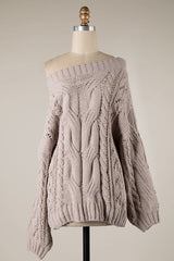 Rylie Nude Cable Knit Tunic Sweater
