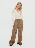 Romonda Drawstring Straight Leg Pants Khaki