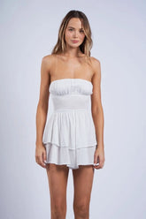 Gigi White Strapless Romper Dress