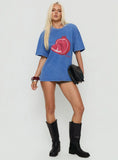 Linsay Oversized Graphic Tee Blue / Pomegranate