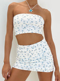 Selby Mini Skirt White Blue Floral