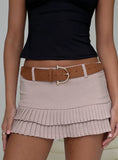 Runey Faux Suede Belt Brown Gold
