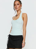 Baseline Scoop Halter Rib Tank Icy Blue