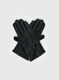 Zaylah Faux Leather Stud Detail Gloves Black