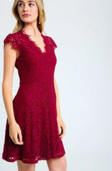 Selma Burgundy Lace Skater Dress