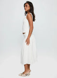 Heart Of Gold Linen Blend Midi Skirt White