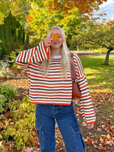 Angie Brick Multi Striped Crochet Sweater