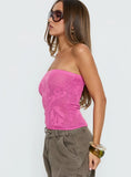 Cypressa Crochet Strapless Top Berry Pink