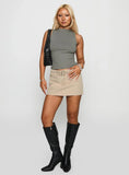 Revelations Buckle Mini Skirt Camel