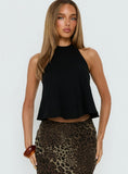 Aquaria Halter Linen Blend Top Black