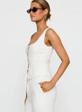 Zenda Linen Blend Top Off White