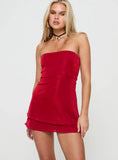 Carette Strapless Mini Dress Red