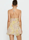 Hey Blondie Ruffle Halter Mini Dress Multi Floral