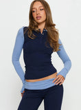Kobee Jersey Long Sleeve Layering Top Navy / Light Blue