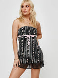 Odette Mini Dress Black Pink Floral