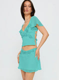 Pappilion Asymmetrical Mini Skirt Aqua