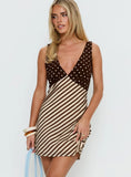 Nellie Mini Dress Brown Polka / Stripe