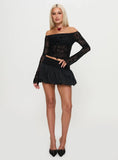 Dance For Me Off Shoulder Lace Top Black