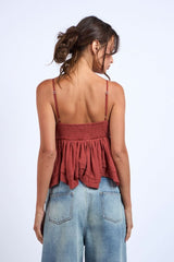 Lexi Cinnamon Ruffle Babydoll Cami Top