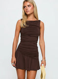 Mind Reader Ruched Mini Dress Brown