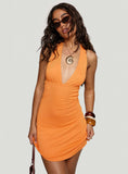 Tinisie Halter Mini Dress Orange