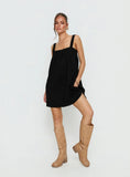 Reason To Stay Lace Trim Floaty Mini Dress Black