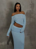 Tessira Boucle Maxi Skirt Blue