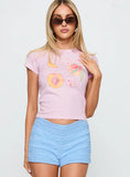 Darlin Peach Graphic Top Pink