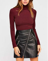 Free People Like I Do Burgundy Backless Turtleneck