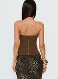 Starr Studded Strapless Top Brown