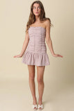 Taryn Pink Gingham Strapless Mini Dress