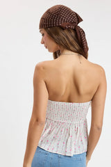 Briley Pink Floral Strapless Babydoll Top