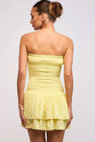 Lyla Yellow Strapless Drop Waist Mini