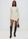 Que Sera Long Sleeve Mini Dress Cream