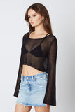 Jennifer Black Sheer Knit Crop Top