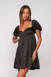 Addison Black Puff Sleeve Mini Dress