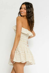 Take Me With You Khaki Gingham Two Piece Dress