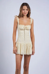 Sienna Yellow Eyelet Mini Dress