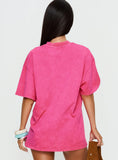 Santa Monica Beach Oversized Graphic Tee Washed Pink